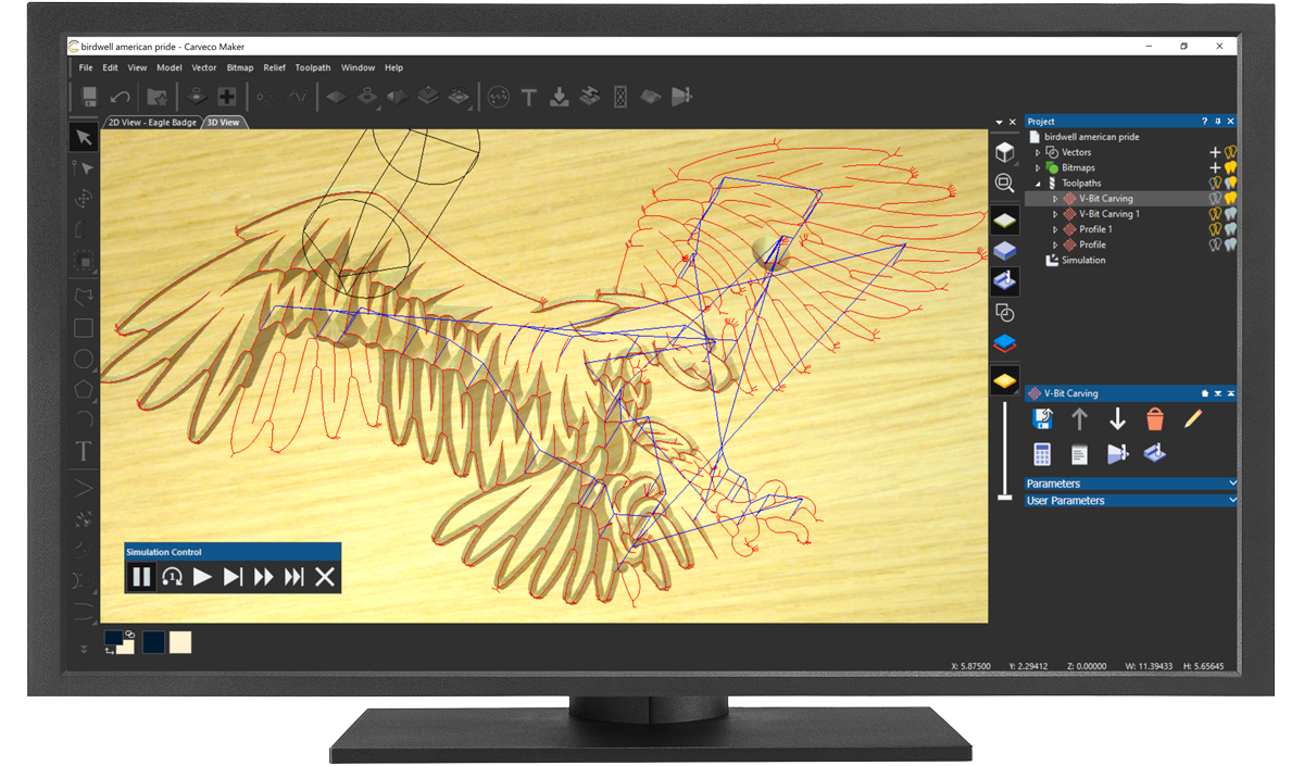 Previewing cuts with the material simulation