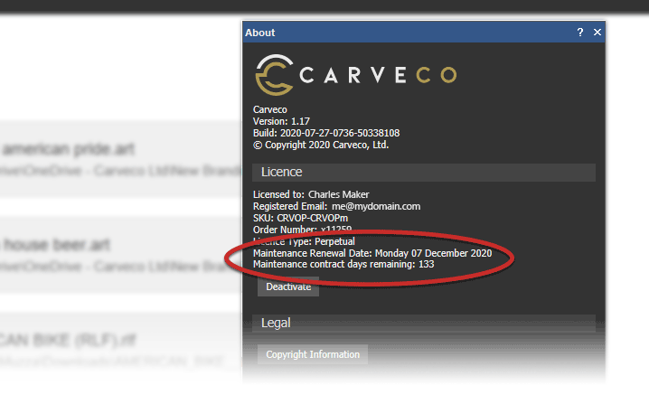 How to view your maintenance date within Carveco